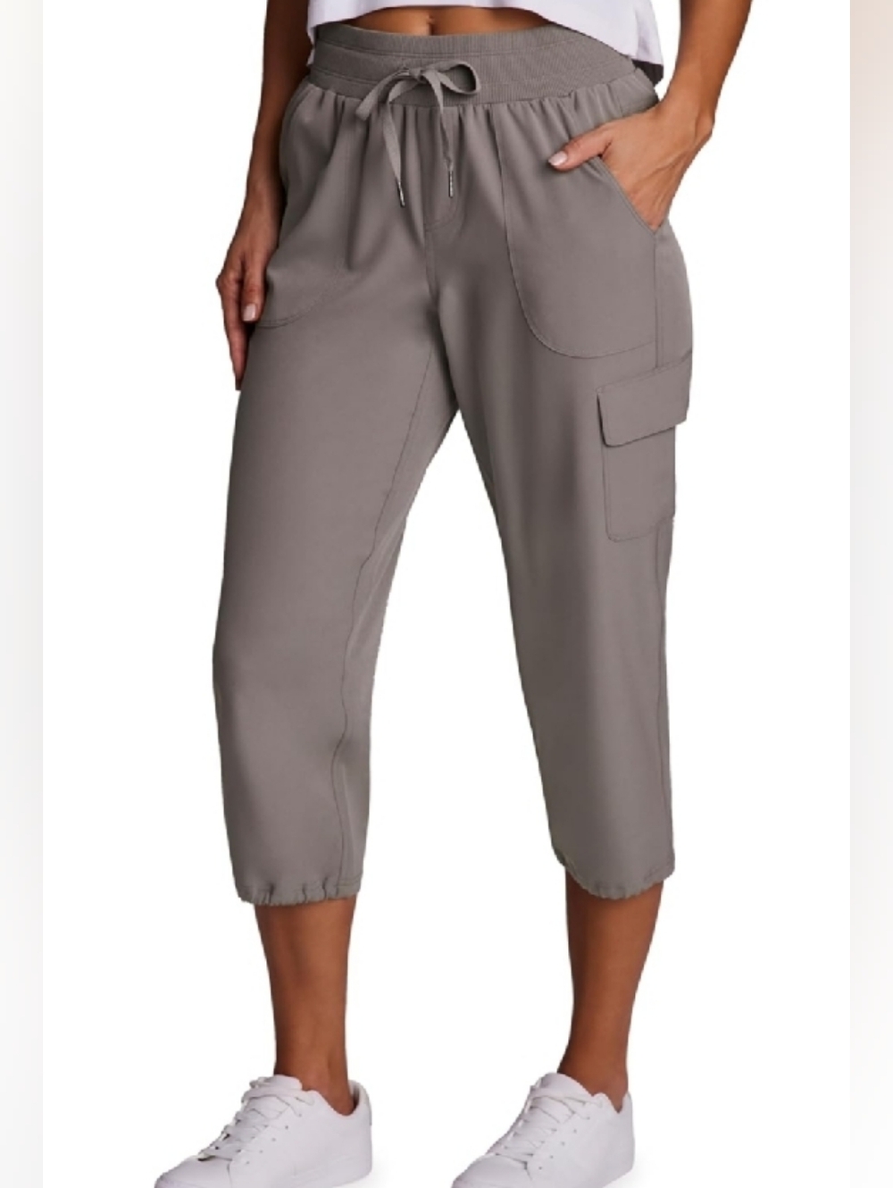 RBX ACTIVE WEAR CARGO CAPRI WITH POCKETS DRIFTWOOD, NEW W/TAGS MED - Picture 3 of 5